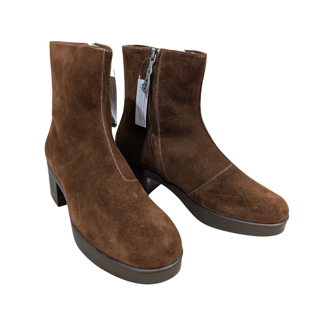 Lazo Siren Goldstone Brown Suede Platform Ankle Boots 8 Made in Italy NEW Fall